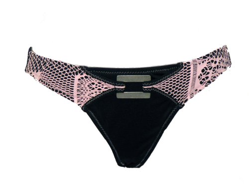 Becca Black Pink Crochet Swimsuit-bottom W/buckle