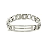 Men's Stainless Steel Curb Link Slotted ID Bracelet, 8.5