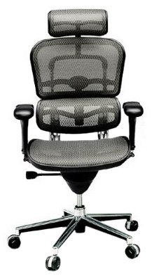 Ergohuman (エルゴヒューマン) メッシュチェア 【ハイタイプ】 ヘッドレスト付 グレー EH-HAM(KM-10)