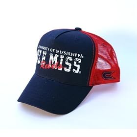 Ole Miss Mesh Back Trucker 2 Adjustable Cap in navy and red