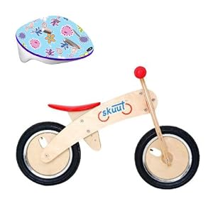 Diggin Active Skuut Wooden Blance Bike with Razor V8 Toddler Helmet Flowers by 