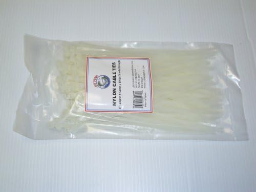 Joy Fish 8" Heavy Duty Nylon Cable Ties, 50 lb Test, 1000 PC, White