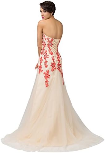 Formal Occasion Dresses for Women Backless Strapless Tulle Sweetheart Neckline Empire Waist Pleated Classy Size 8 KL-2