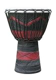 Red & Black Zig-Zag Djembe: 11-12 Tall x 7-8 Head
