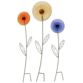 Sunset Vista Designs Garden Rainbow Collection Garden Stake Flowers, Set 3 - Orange,... by 