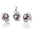 Sterling Silver Cubic Zirconia Earring & Pendant Set W/ Amethyst Color