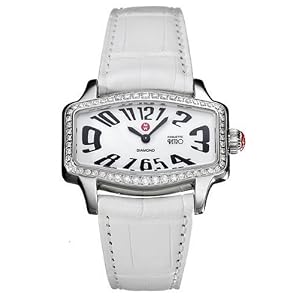 Michele Ladies Coquette Retro Diamond Leather Watch #MWW08C000001 by Michele