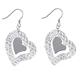 Sterling Silver Two Heart Dangle Earrings