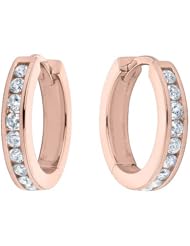 Huggie Hoop Diamond Earrings 1/2 ctw in 10K Rose Pink Gold (1/2 inch)