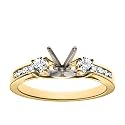 18k Yellow Gold Channel Set Round Brilliant Diamond Engagement Ring Setting (3/8 ct tw, I, I1)