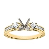 14k Yellow Gold Channel Set Round Brilliant Diamond Engagement Ring Setting (3/8 ct tw, I, I1)