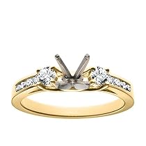 14k Yellow Gold Channel Set Round Brilliant Diamond Engagement Ring Setting (3/8 ct tw, I, I1)