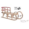 H�rnerschlitten Holzschlitten Rodelschlitten mit Zuggurt und Lehne