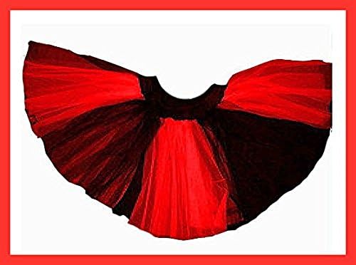 Red Black 2 Tone Stripe Tulle Tutu Skirt Fancy Party Costume Night Clubwear