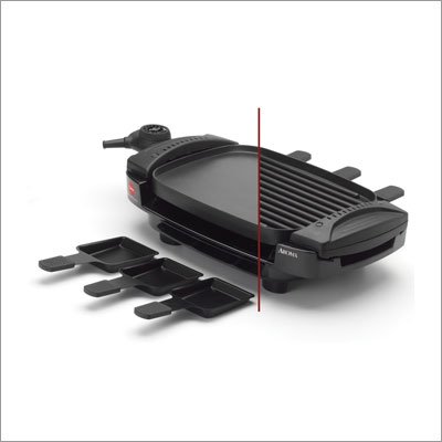 Aroma AHG-2233 Dual Flip 100-Square-Inch Grill and Griddle with 6 Raclette Trays