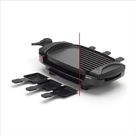 Aroma AHG-2233 Dual Flip 100-Square-Inch Grill and Griddle with 6 Raclette Trays by Aroma