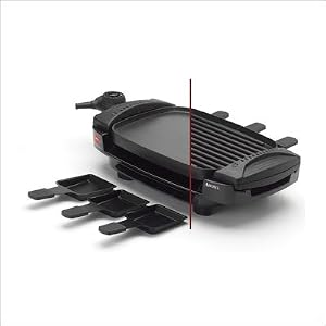 Aroma AHG-2233 Dual Flip 100-Square-Inch Grill and Griddle with 6 Raclette Trays by Aroma