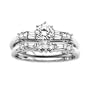14K White Gold 1/2 ct. Round and Baguette Cut Diamond Engagement Set