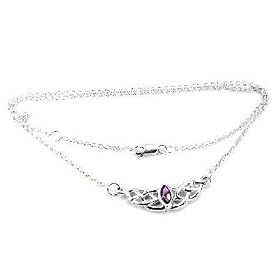 Sterling Silver Interlacing Celtic Knot Chain Adjustable 18 Necklace with... by Amethyst Necklaces