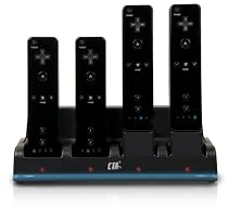 Wii Quadruple Remote Charger with 4 Rechargeable Batteries - Black