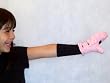SnowStoppers STAY-ON Large Pink Nylon Mittens, Ages 5-8