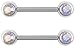 Forbidden Body Jewelry 14g Nipple Ring Barbells Set of 2, Pair of Aurora Borealis CZ 12mm (1/2 Inch) Barbells, 5mm Balls