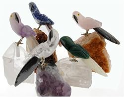 Set of 5 Crystal Birds- Rose Quartz, Crystal Quartz, Sodalite, Aventurine, Amethyst