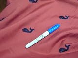 Fabric Cotton Blend Cranberry Embroidered Whales BB413