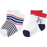 GYMBOREE(ジンボリー) パピー&ストライプソックス2パック ホワイト 小物くつ下・タイツ 0～3ヶ月【並行輸入】