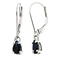 14K White Gold 6x4mm Pear-Shape Sapphire Earrings with Lever Back