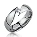 Bling Jewelry Unisex Tungsten Carbide CZ Tension Set Ring 8mm - 9