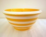 Ronnie's Terramoto Ceramic, Medium Mixing Bowl, 2 Quart, Sunflower Yellow Stripes