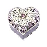 Filigree Striped Heart Jeweled Trinket Box