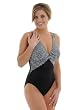Black & White Miraclesuit 1 Piece Women's Ring Toss SwimSuit Slimming Swimwear Retails $146 Sizes 10 12 or 14