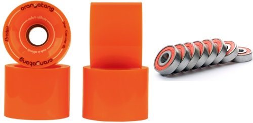 Orangatang 4President Freeride 70mm 80a Orange Longboard Wheels Set of 4 With Bearings and Sticker Pack On Sale