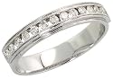 14K White Gold Men's Ring, w/ 0.40 Carat Brilliant Cut Diamonds, 3/16" (4.5mm) wide