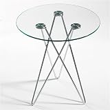 Euro Style Glass Top Occasional Table Zoey Round Side Table (Style: Clear/Chrome)