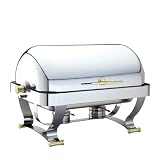 Walco Grandeur Rectangular Chafer 8 Quart Gold Feet Handles