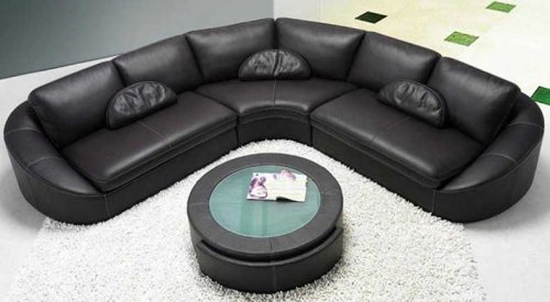 4 pcs Sectional Italian Leather Sofa Set, Item#2224, BLACK