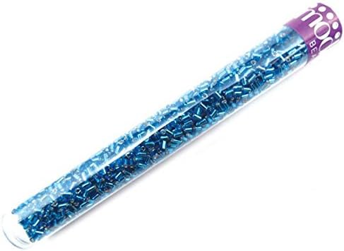 Mode International BUGB-67151 5.5-Inch Bugle Seed Beads Tube, 5mm, Aqua Silver Lined