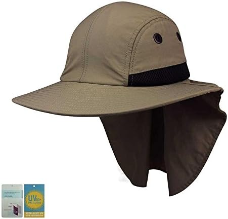 4 Panel Large Bill Flap Hat-KHAKI