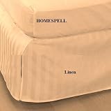 Homespell Egyptian Cotton 300 Thread Count Sateen Stripe Bed Skirt Linen King.