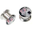 Steel Plug with Playing Cards Logo 0g - Sold as Individual