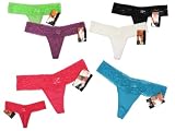 Womens 6-Pack Lace Band Solid Thong (Junior Size)