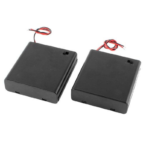 uxcell 2 Pcs 4 x AA 6V Battery Holder Case Box Wired ON/OFF Switch w Cover