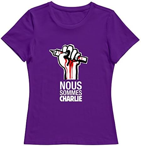 JDY3U Women Charlie Hebdo T-shirt S Purple