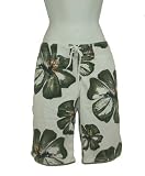 Women's Hawaiian Board Shorts, White Green Flower