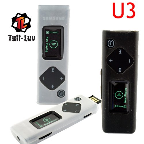 i-nique Tuff-Luv 2 x Silicone skin cover case Duo Pack for Samsung YEPP YP-U3 (BLACKWHITE)