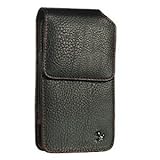 Premium High Quality Black Leather with Red Stitching Vertical Pouch Carry  ....