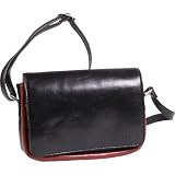 Derek Alexander Leather Full Flap Front Zip Organizer (Black/Ruby Red)